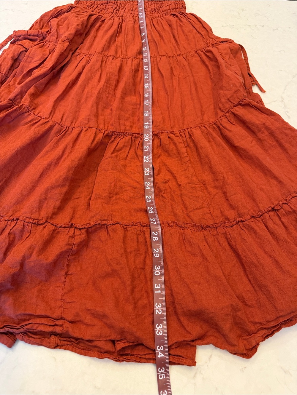 Cotton Flower Bohemian Tiered Pocket Skirt in Rust - Picture 8 of 9